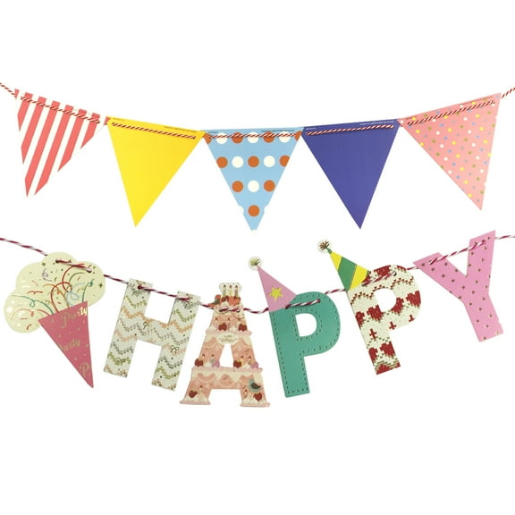 Wrapables® Multi-Print Triangle Pennant and Birthday Banners Party Decorations for Birthday Parties, Baby Showers, and Nursery Décor