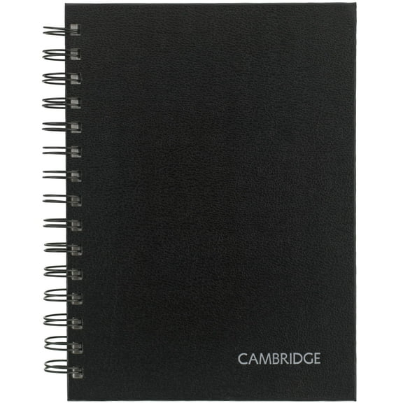 Cambridge Limited Hardcover Business Writing Notebook, 5" x 8", Medium, Black, 80 Sheets