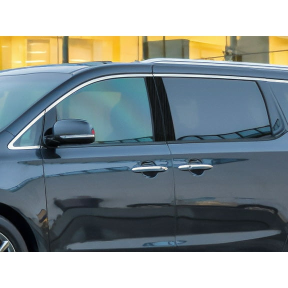 Rvinyl Pillar Post Window Trim Compatible with Kia Sedona 2014-2021 - Aluminum (Brushed Black)
