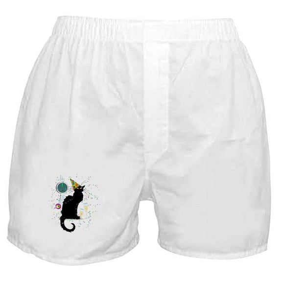 CafePress - Chat Noir New Years Party Countdown Boxer Shorts - Men's Novelty Boxer Shorts