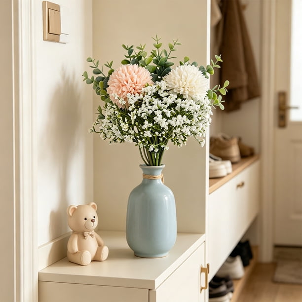 Ramo artificial de hortensias y paniculata | Arreglo floral artificial para bodas, decoración del hogar y accesorios de fotografía