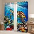 thumbnail image 2 of Erosebridal Sea Turtle Curtains for Living Room,Underwtaer World 30%-50% Blackout Curtains Set of 2 (38x45),Ocean Theme Decor, 2 of 6