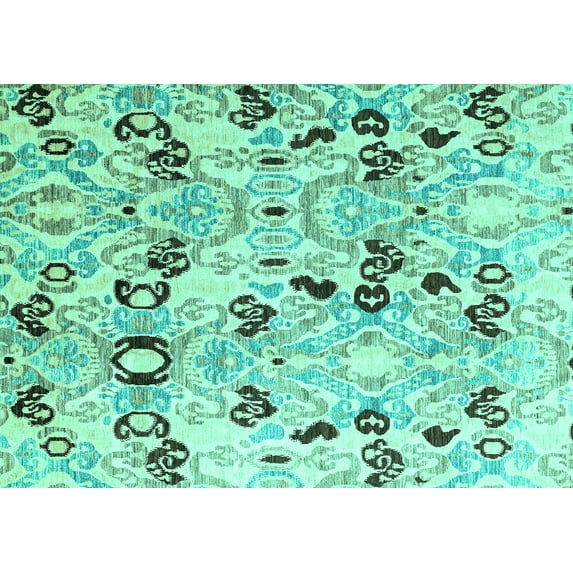 Ahgly Company Indoor Rectangle Oriental Turquoise Blue Modern Area Rugs, 2' x 3'
