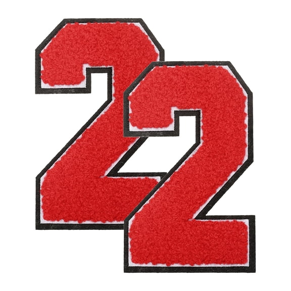 Uxcell 2 Pcs 4.7" Red Number 2 Chenille Iron on Number Patches, Terry Cloth Patch