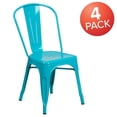 thumbnail image 4 of Commercial Grade 4 Pack Crystal Teal-Blue Metal Indoor-Outdoor Stackable Chair, 4 of 8