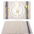 thumbnail image 1 of HAHADAXA Sets de Table, Set de 8 Sets de Table Résistant à la Chaleur Antidérapant Isolation en Vinyle Tissé, Lavable Tapis de Table Élégant Durable pour Manger (Bleu Beige), 1 of 1