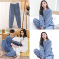 thumbnail image 2 of Women Warm Fleece Loungewear Ladies Comfortable Pajamas Set Long Sleeve Winter Warm Furry Fleece Lounge Wear, 2 of 9
