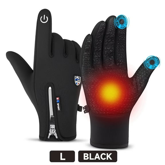 BYXAS Outdoor Cold and Windproof Sports Gloves, Cold Touch Screen Anti-Slip Waterproof Windproof Suitable for Cycling and Skiing, Solo Travel, Winter Warm Gloves for Men and Women(Black L)
