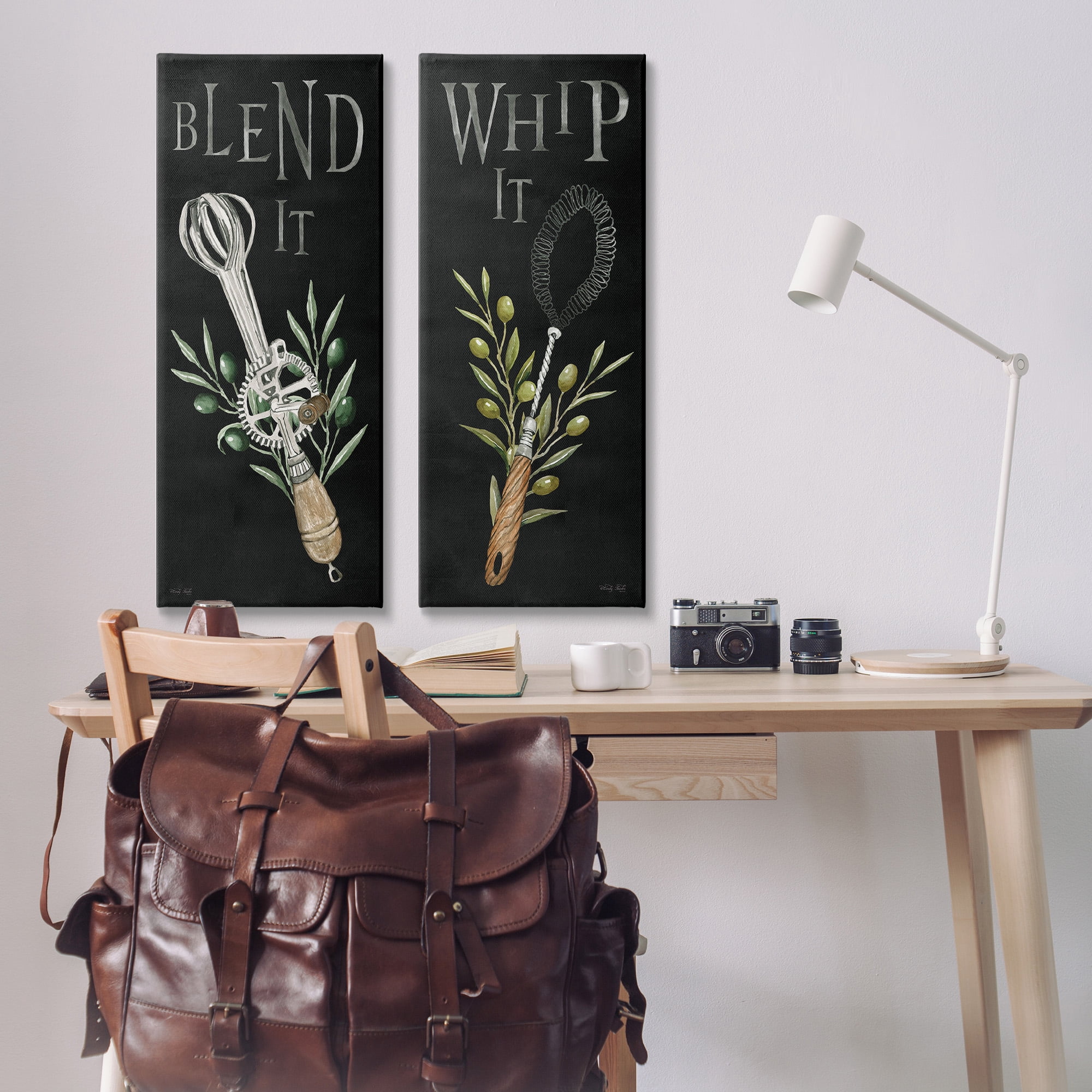 Stupell Industries Vintage Utensil Phrases Botanical & Floral Painting Gallery Wrapped Canvas Art Print Wall Art, 13 x 30, Set of 2