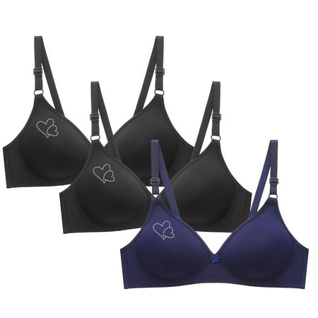 Brondbend Sports Bras for Women Large Bust 3pcs Wireless Full Coverage Minimizer Adjustable Straps Smooth Lift Deep Cup Padded Everyday Bras Comfortable Underoutfit Bra Online Shopping Navy L