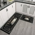 thumbnail image 3 of Coffee Black Vintage Pattern Style Kitchen Rug Washable Non-Slip, Absorbent Mats Set Of 2 for Sink Waterproof Runner Rug for Laundry Room,kitchen Mats 17.7x24+17.7x48inch, 3 of 7
