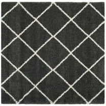 SAFAVIEH Hudson Amias Geometric Shag Area Rug, Dark Grey/Ivory, 8' x 8' Square