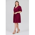 thumbnail image 2 of Vestido de lino con cinto ajustable Roman Fashion /Tallas Extras, 41922 (Vino) vino 36, 2 of 5