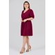 thumbnail image 2 of Vestido de lino con cinto ajustable Roman Fashion /Tallas Extras, 41922 (Vino) vino 44, 2 of 5