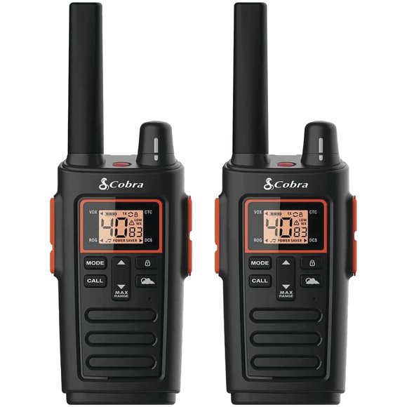 Walkie Talkies Cobra RX380 recargables con un alcance de 32 millas, paquete de 2