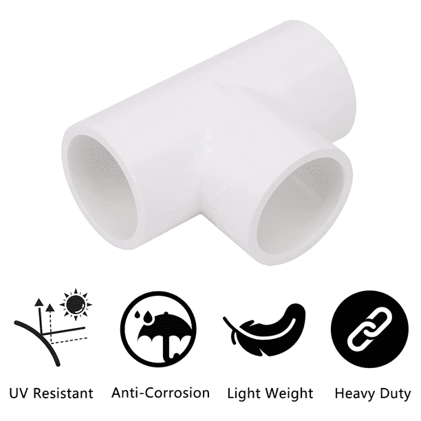 4 Way Tee PVC Fitting - Build Heavy Duty PVC Furniture - Grade SCH 40 PVC  1 Elbow Fittings - For One Inch Size Pipe - White [4 Pack]