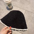 thumbnail image 1 of Sombrero negro de invierno, color de contraste femenino, cálido sombrero de pescador con protección para los oídos, sombrero de cubo con forro polar, sombrero de punto de otoño e invierno al por mayor, 1 of 6