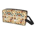 thumbnail image 2 of Goofa 70s Hippie Style Printed Toiletry Bag with Handle,Large Capacity Travel Makeup Cosmetic Bag for Women, Carry on Airport Airline Compliant Bag, 2 of 9