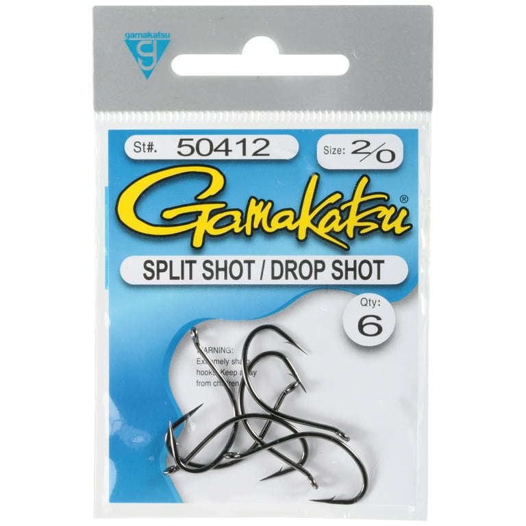 Gamakatsu Split Shot/Drop Shot Fishing Hooks 2/0 Blk 