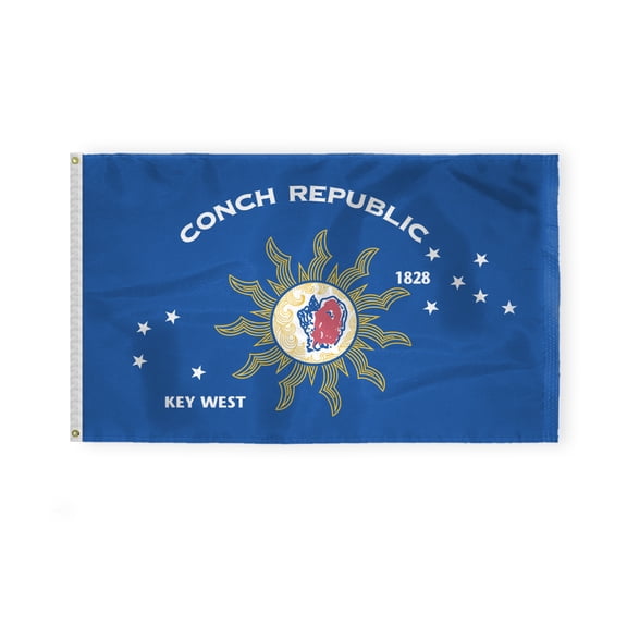 AGAS Conch Republic Flag 3x5 ft 200D Nylon Fabric Double Stitched Canvas Header Brass Grommets Fade Resistant & Vivid Colors Can be Hung on Flagpole Outside or Indoors on a Wall