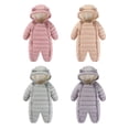 thumbnail image 5 of GYRATEDREAM kids Unisex Baby Hooded Winter Outerwear Snowsuit Newborn Infant Warm Fleece Jacket Jumpsuit Romper Thick Coat for 6-12M Pink, 5 of 6