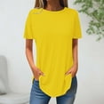 thumbnail image 2 of ZQGJB Tunic Tops for Women to Wear with Leggings Casual Summer Solid Color Short Sleeve Crewneck Basic Workout Tees Shirt Loose Flowy Comfy Blouse Yellow M, 2 of 3