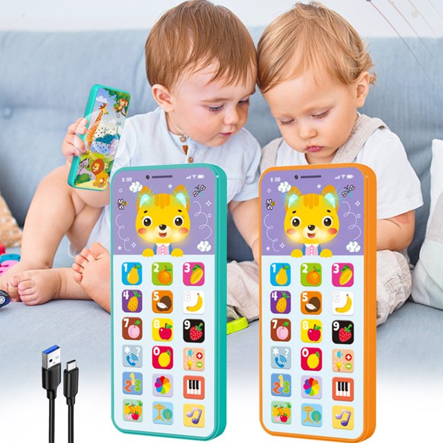 Sentmoon Outside Toys for Boyss 1-3 Encourages Parent-Child Bonding Smart Phone Toy Play Cell Phone Recharable Mobile Cellphone With LED Educational Machine For Girls Kids Birthday Gifts
