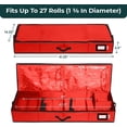 thumbnail image 3 of HOLDN' STORAGE Wrapping Paper Storage Container, Fits 27 Rolls Gift Wrap, Extra Pockets for Ribbons & Bows, Underbed Storage - Red, 3 of 9