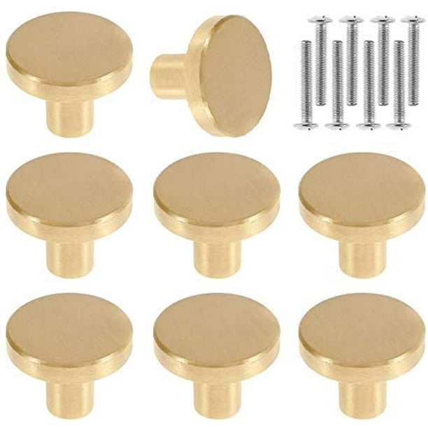 Juego De 8 Pomos De Puerta Redondos De Latón Macizo Para Muebles, Tiradores Redondos Para Muebles Vintage Con Tornillos Para Armarios, Cajones, 20 X 25 Mm (8 Piezas) Muyoka Hogar