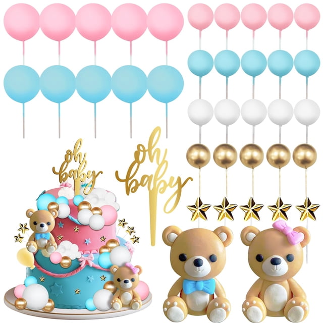 Set de decoración para tartas con forma de oso, 38 piezas, revelador de género