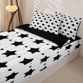 thumbnail image 3 of Manfei Minimalist Stars Polka Dot Zipper Twin Comforter Sets with Fitted Sheet and 2 Pillowcases,Cute Cartoon Themed Zipper Bedding Set,White Black,Black Reversible,4pcs, 3 of 8