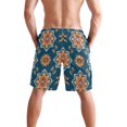 thumbnail image 3 of Dailycode Men's Quick Dry Swim Trunks Beach Shorts Casual Summer Board Shorts with Pockets, Arabesque Floral Flowers, 3 of 8