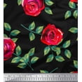 thumbnail image 1 of Soimoi Black Cotton Duck Fabric Leaves & Rose Floral Printed Craft Fabric by the Yard 42 Inch Wide, 1 of 3