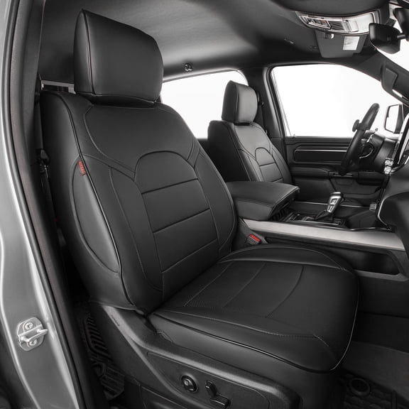 EKR Custom Fit RAM 1500 Car Seat Covers for Pickup Trucks 2019-2024 RAM 1500 Crew Cab Big horn/Rebel/Laramie/Sport &2025-2026 Tradesman/Big horn/Warlock Full Set Waterproof Leather(Black)