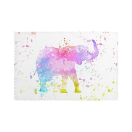 

Home Elephant Watercolor Background Placemats Set Of 6 Washable Wipeable Place Mats Place Mats For Festival Parties Family Dinner (12 X 18inch)