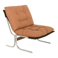 thumbnail image 5 of Modern Brown Leather High Back Accent Chair with Metal Legs Upholstered Soft Padded Living Room Armchair for Bedroom Home Office, 5 of 13