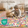 thumbnail image 4 of ODIKA 8'x10' Vibrant Multicolor Mosaic Pattern Washable Area Rug Dynamic Abstract Squares with Style for King Size Bedroom Under Bed, Master Suite, Non-Shedding, Easy Care, 4 of 7