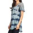 thumbnail image 4 of Sakkas Allegra Women's Short Sleeve Loose Fit Casual Tie Dye Blouse Tunic Shirt - 19207-Gray - Plus Size, 4 of 5