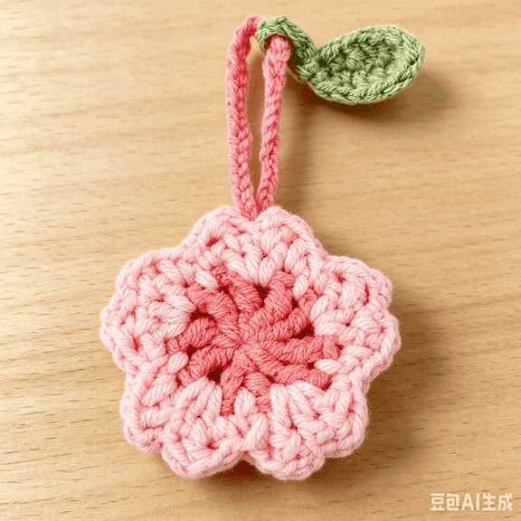 Crochet Cherry Blossom Car Hanging Ornament, Handmade Sakura Flower Rear View Mirror Hanging Charm, Cute Aesthetic Car Decor Accessories for Women, Interior Car Decorations Gift(long)