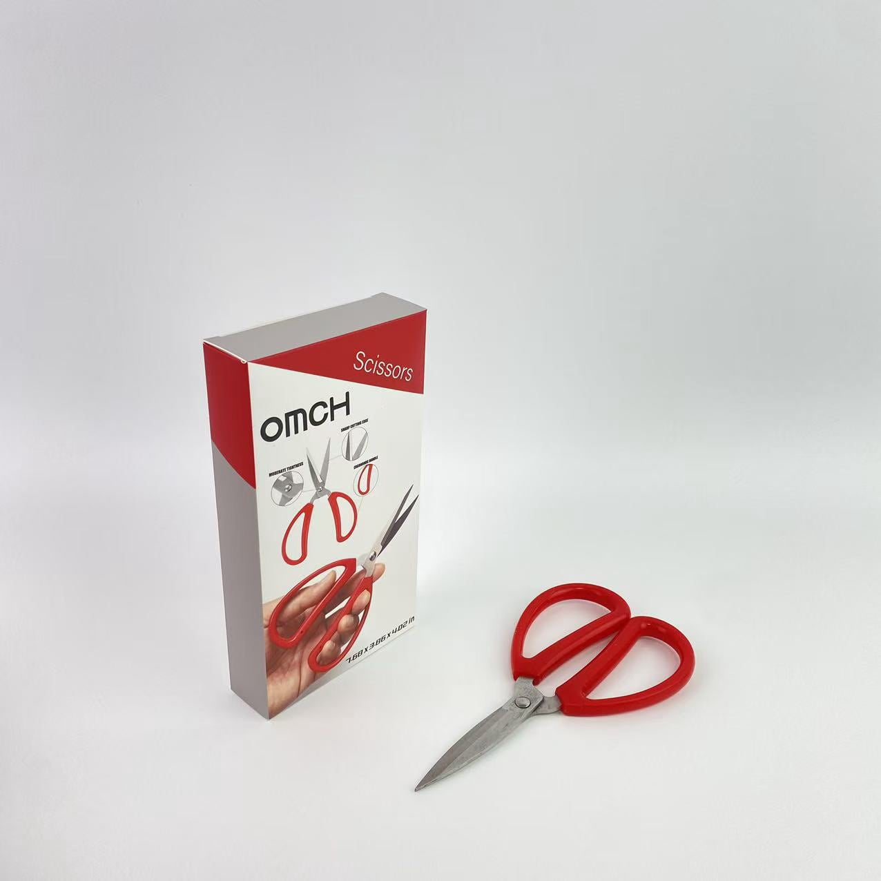 omch Scissors,Multi-Purpose Perfect for Cutting Stainless Steel Sharp Scissors with Red Handle for Home Use Arts Crafts