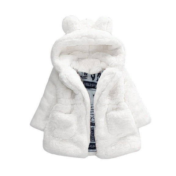 Edvintorg 18M-4T Infant Baby Girls Winter Jackets Solid Hooded Coats Cloak Jacket Thick Warm Clothes for Girls Outerwear Kids Outwear with Zipper
