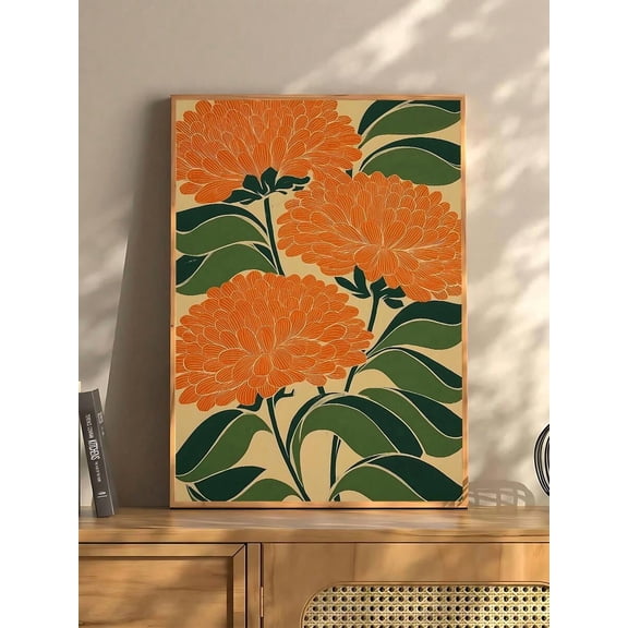 Modern Abstract Wall Art Minimalist Canvas Print 1pc Colorful Abstract Maximalist Flower Print, Mid-Century Modern Boho Decor,Festival Gift,Suitable For Bedroom,Living Room,Kitchen,Wall Arts,Wal