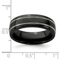 thumbnail image 7 of Edward Mirell Titanium Black Ti & Grey Grooved 7mm Band, 7 of 7