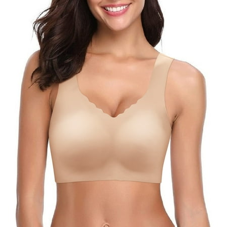 

Bralettes For Women Women s Strappy Sports Bra - Criss Cross Back Padded Low Impact Cute Workout Yoga Bra(L Beige)