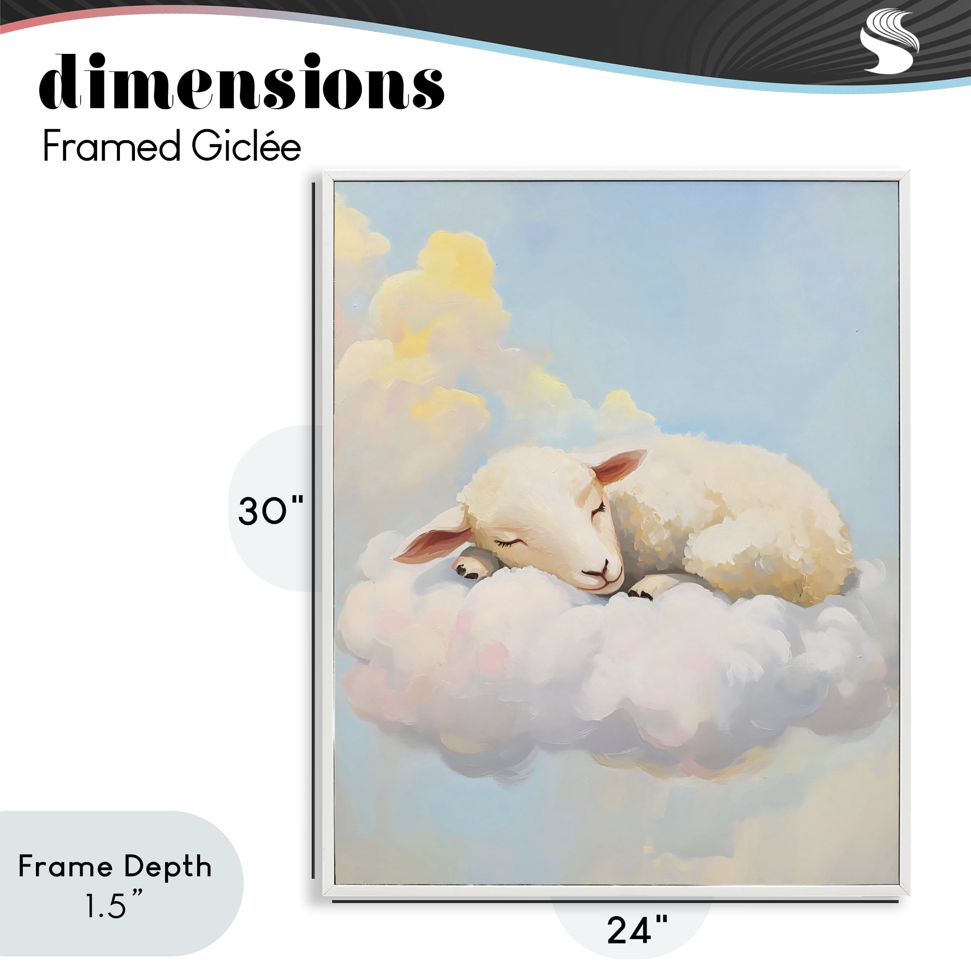 Stupell Industries Sleeping Sheep on a Cloud White Framed Giclee Art, design by The Prints Vibe