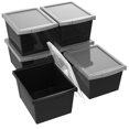 thumbnail image 1 of Storex 4 Gallon (15L) Classroom Storage Bin with Lid, Black, 6-Pack, 1 of 3