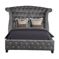 thumbnail image 2 of JERFIT Modern Velvet Upholstered Bedroom Set with Crystal Tufted Headboard, Full Size Bed, Dresser, Mirror & Nightstand in Gray, 2 of 10