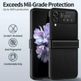 thumbnail image 2 of for Samsung Galaxy Z Flip 4 Case,Slim Thin Lightweight Non-Slip Leather Back Electroplated Frame Shockproof Protective Phone Case with Hinge Protection for Samsung Galaxy Z Flip 4 5G (Black), 2 of 14