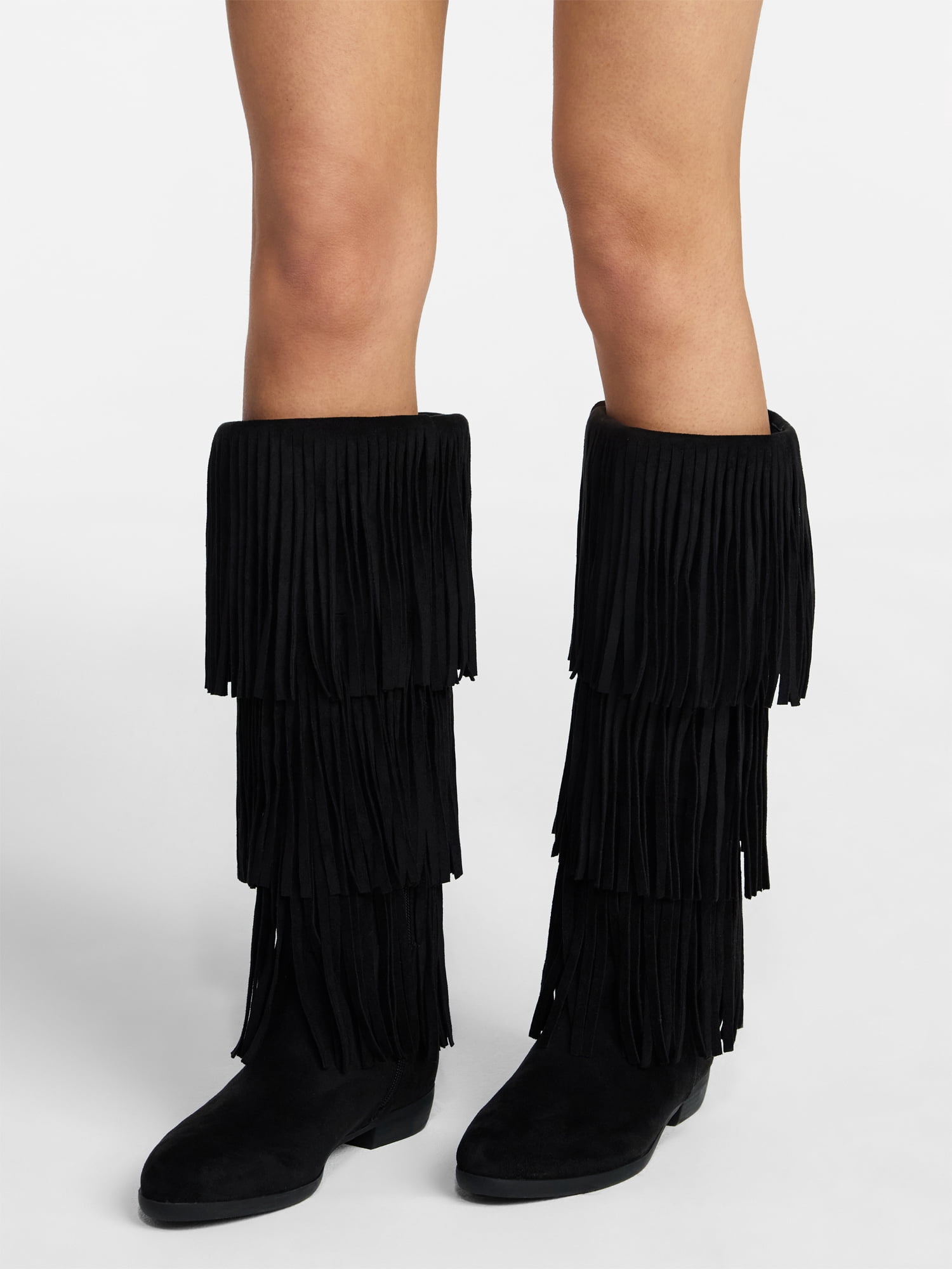 No Boundaries Tall Faux Suede Fringe Boots, Women's