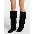thumbnail image 2 of No Boundaries Tall Faux Suede Fringe Boots, Women's, 2 of 7